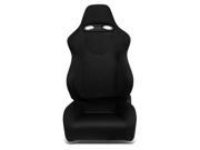 Black Stitch Black Trim Woven Fabric Reclinable Sports Style Racing Seat Adjustable Slider Driver Left Side