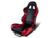 PVC LEATHER RECLINABLE RED BLACK CARBON LOOK RACING SEAT SLIDER DRIVER LEFT SIDE