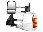 For 00 02 Yukon Tahoe Pair of Powered Heated Signal Glass Manual Extenable Chrome Side Towing Mirrors 01