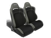 Pair of NRG Type R Reclinable Racing Seats with Logo Sliders Gray and Black