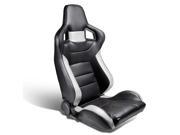 Tuner Series Full Reclinable Black Leather Racing Seats With WhiteTrim Right Passenger Side