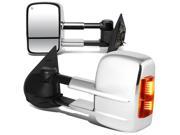 For 07 13 Escalade Tahoe Pair of Powered Heated Signal Glass Manual Extenable Chrome Side Towing Mirrors 10 11 12