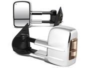 For 07 14 Escalade Tahoe Pair of Powered Smoked Signal Glass Extenable Chrome Side Towing Mirrors 10 11 12 13