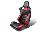 Tuner Series Full Reclinable Black Leather Racing Seats With Red Trim Left Driver Side