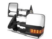For 03 06 Avalanche Tahoe Pair of Powered Heated Signal Glass Manual Extenable Chrome Side Towing Mirrors 04 05