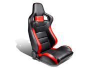 Tuner Series Full Reclinable Black Leather Racing Seats With Red Trim Right Passenger Side