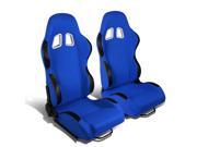 Set of 2 Type-R Woven Fabric Reclinable Racing Seats w/ Universal Sliders (Blue Body/Black Trim) Set of 2 Type-R Woven Fabric Reclinable Racing Seats w/ Universal Sliders (Blue Body/Black Trim)