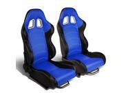 Set of 2 Double Stitch Type-R PVC Leather Reclinable Racing Seats w/ Universal Sliders (Black/Blue) Set of 2 Double Stitch Type-R PVC Leather Reclinable Racing Seats w/ Universal Sliders (Black/Blue)