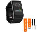 Garmin vivoactive HR GPS Smartwatch  XL Fit Black w/ Silicone Band Strap + Tools Orange