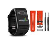 Garmin vivoactive HR GPS Smartwatch - X-Large Fit (Black) Lava Red Band Bundle