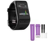 Garmin vivoactive HR GPS Smartwatch  XL Fit Black w/ Silicone Band Strap + Tools Purple
