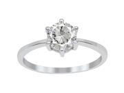 Orchid Jewelry 1.00 Carat Genuine White Topaz Rhodium Finish 925 Sterling Silver Ring