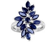 Orchid Jewelry 2.85 Carat Genuine Sapphire Rhodium Finish 925 Sterling Silver Ring