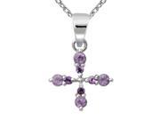 Orchid Jewelry 925 Sterling Silver 0.56 Carat Amethyst Floral Necklace