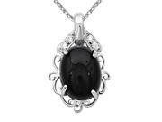 Orchid Jewelry 925 Sterling Silver 12 1 5 Carat Black Onyx and Cubic Zirconia Necklace