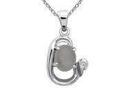 Orchid Jewelry 925 Sterling Silver 3 Carat Grey Moonstone Necklace