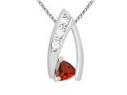 Orchid Jewelry 925 Sterling Silver 0.7 Carat Garnet and Cubic Zirconia Necklace