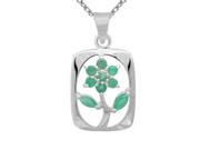 Orchid Jewelry 925 Sterling Silver 0.62 Carat Emerald Flower Necklace