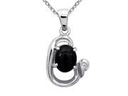 Orchid Jewelry 925 Sterling Silver 3 Carat Black Onyx Necklace