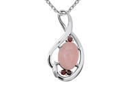 Orchid Jewelry 925 Sterling Silver 7 1 7 Carat Rose Quartz and Garnet Necklace
