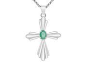 Orchid Jewelry 925 Sterling Silver 0.3 Carat Emerald Cross Necklace