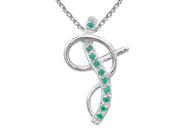 Orchid Jewelry 925 Sterling Silver 0.15 Carat Emerald Pave Set Necklace
