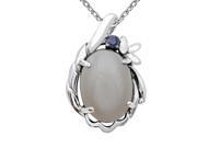 Orchid Jewelry 925 Sterling Silver 15 1 7 Carat White Moonstone and Sapphire Necklace