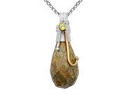 Orchid Jewelry Handcrafted Two tone 925 Silver 32 1 7 Carat Jasper and Peridot Drop Pendant