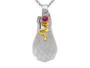 Orchid Jewelry Two tone 925 Silver 15 1 6 Carat Crystal Quartz and Ruby Pendant