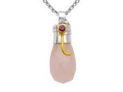 Orchid Jewelry Two tone 925 Silver 22 1 7 Carat Rose Quartz and Ruby Faceted Drop Pendant