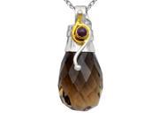 Orchid Jewelry Two tone 925 Silver 26 1 6 Carat Smoky Quartz and Ruby Faceted Drop Pendant