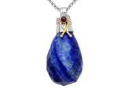 Orchid Jewelry Two tone 925 Silver 85 1 6 Carat Lapis and Ruby Faceted Drop Pendant