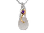 Orchid Jewelry Two tone 925 Silver 15 Carat Faceted Crystal Quartz and Amethyst Drop Pendant