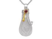 Orchid Jewelry Two tone 925 Silver 15 1 6 Carat Faceted Crystal Quartz and Ruby Drop Pendant