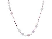 Orchid Jewelry 925 Sterling Silver 65 Carat Rose Quartz Pearl and Garnet Necklace