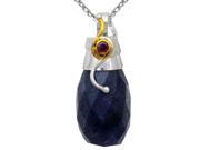Orchid Jewelry Two tone 925 Silver 42 1 7 Carat Lapis and Ruby Faceted Drop Pendant