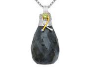 Orchid Jewelry Handcrafted Two tone 925 Silver 70 Carat Labradorite and Peridot Drop Pendant