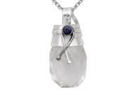 Orchid Jewelry Handcrafted Two tone 925 Silver 25 1 7 Carat Crystal Quartz and Blue Sapphire Drop Pendant