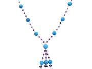 Orchid Jewelry 925 Sterling Silver 65 Carat Turquoise and Amethyst Necklace