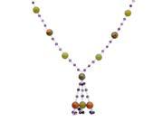 Orchid Jewelry 925 Sterling Silver 80 Carat Unakite Jasper Lemon Agate and Amethyst Gemstone Necklace