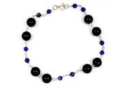 Orchid Jewelry 925 Sterling Silver 35.50 Carat Black Onyx and Lapis Bracelet