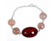 Orchid Jewelry 925 Sterling Silver 85.10 Carat Red Jasper and Strawberry Quartz Bracelet