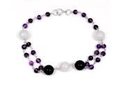 Orchid Jewelry 925 Sterling Silver 28.80 Carat Agate Onyx and Amethyst Bracelet