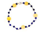 Orchid Jewelry 925 Sterling Silver 27.00 Carat Honey Jade and Lapis Bracelet