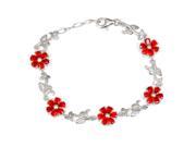 Orchid Jewelry 925 Sterling Silver Pear Cut Red Glass Bracelet