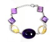 Orchid Jewelry 925 Sterling Silver 71.50 Carat Amethyst and Citrine Bracelet