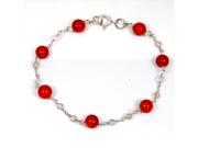Orchid Jewelry 925 Sterling Silver 10.20 Carat Carnelian and Crystal Quartz Bracelet