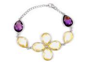 Orchid Jewelry 925 Sterling Silver 55 Carat Citrine and Amethyst Bracelet