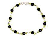 Orchid Jewelry 925 Sterling Silver 21.40 Carat Black Onyx and Peridot Bracelet