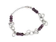 Orchid Jewelry 925 Sterling Silver Purple Glass Bracelet